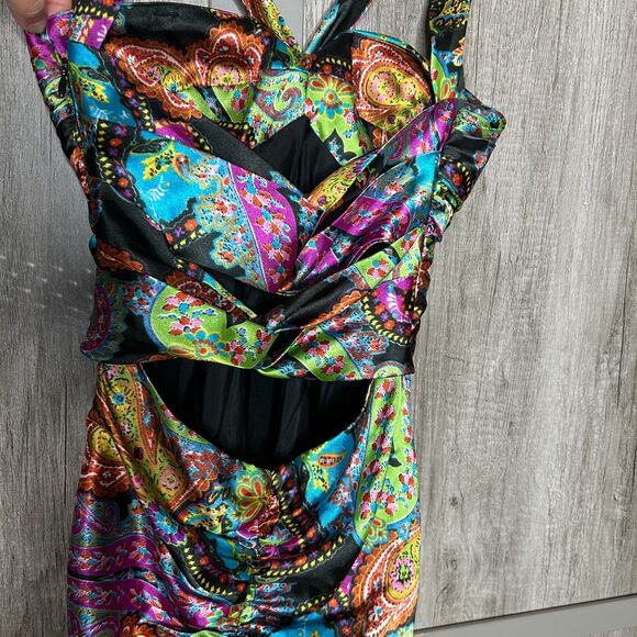 Vintage Zum Zum Dress Maxi Gown Sx 1/2 Paisley Fairy Princess 90s Y2K Glam Prom - Picture 4 of 8